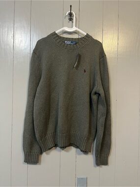 VINTAGE Polo Ralph Lauren Sweater Mens Large Green Knit Crewneck Deadstock 90s